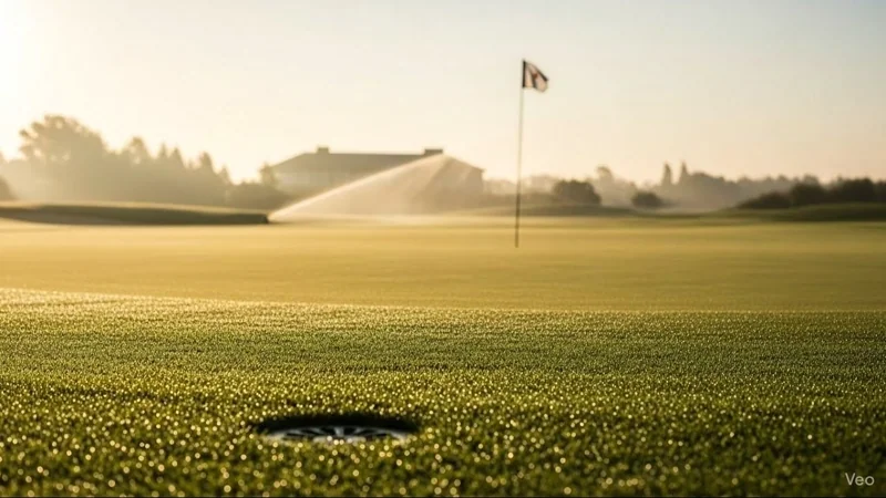Sprinkler on golf course